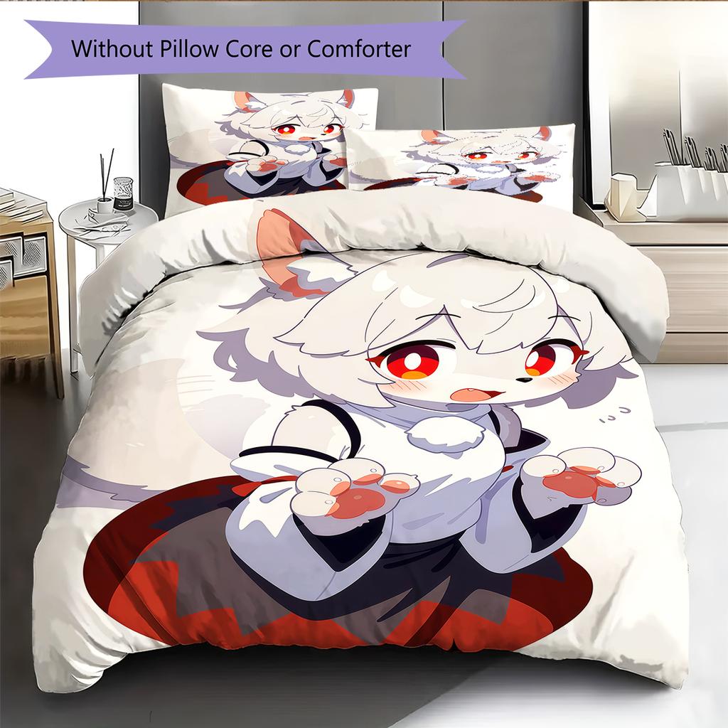 Anime Pattern Bedding Quilt Set Quilt Cover Pillowcase Home Decoration Birthday Gift (1 * Duvet Cover + 2 * Pillowcase, Without Core)