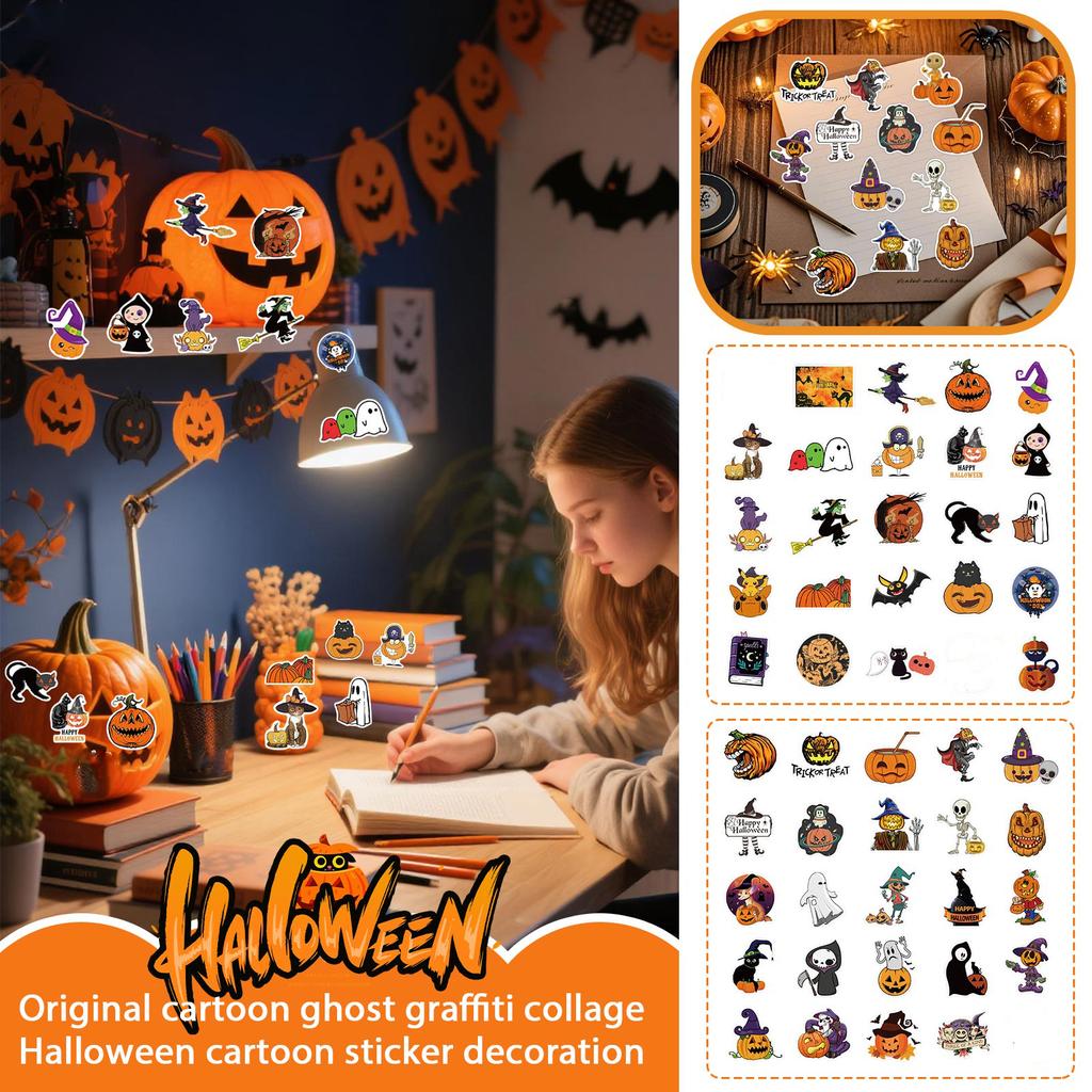 100 Pcs Cartoon   Stickers, Halloween Cartoon Stickers, Decorative Small Patterns, Hand Account Stationery Box Stickers