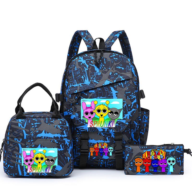 New rhythm box printed starry sky teen student schoolbag three-piece set men's and women's backpack