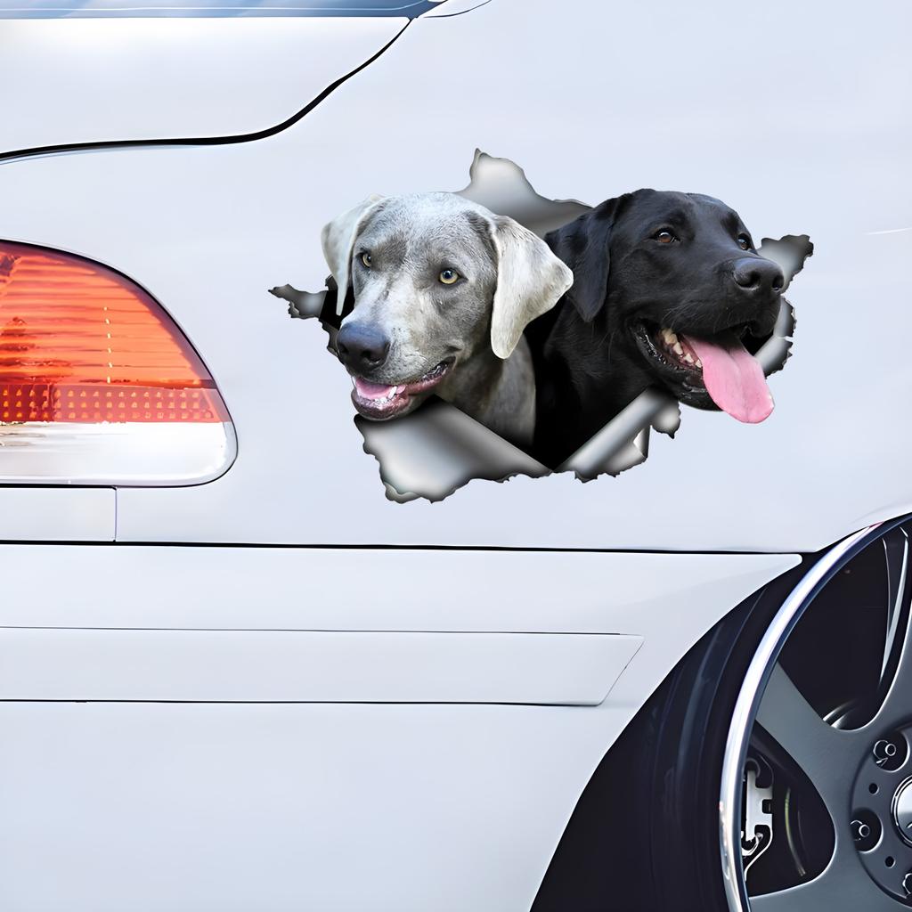 Two Hound Dogs Hiding In the Hole Car Stickers, Waterproof Irregularly Shaped Car Decoration Decals
