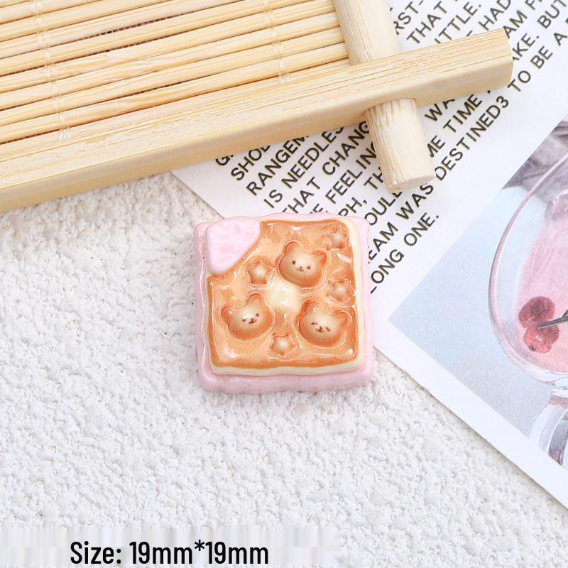 Resin DIY Cream Glue Hair Clip, Bear Croc Charm, Rock-Baked Cheese Toast Ornament, Food Toy Decorations