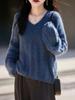 2026 V-neck Brushed Yarn Cashmere Women's Sweater Coat with Fur Trim