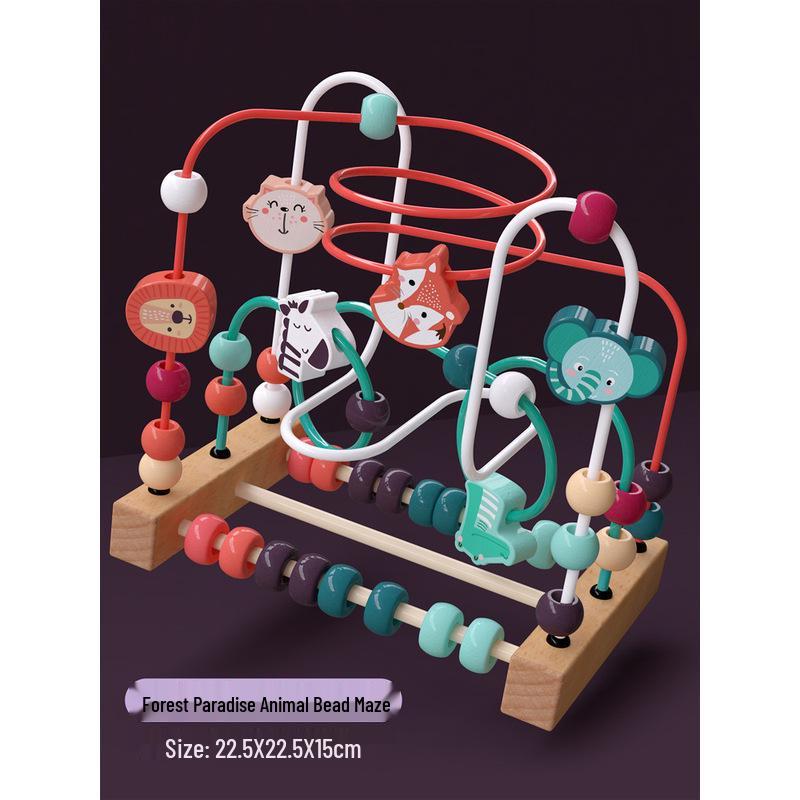 Multifunctional Bead Maze and Block Toy for Infants and Toddlers Ages 0-3 Years