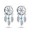 925 Silver DreamCatcher Hoop Earrings Turquoise Zircon Earrings For Women Fine Birthday Jewelry Gifts