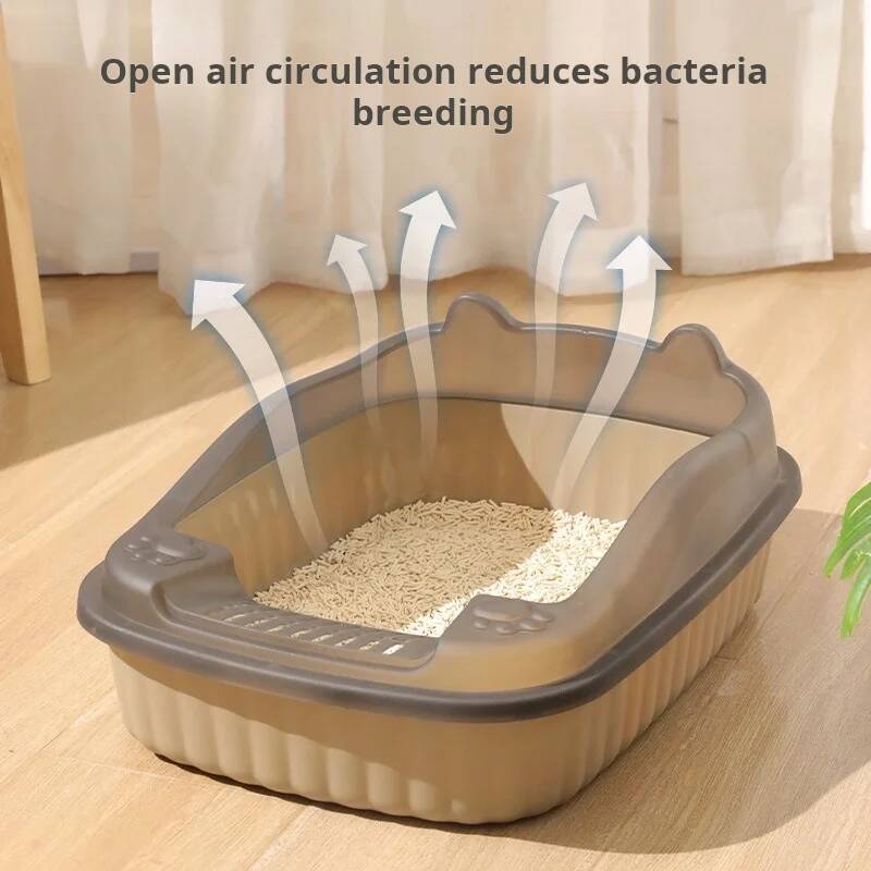 Cat Litter Box Thickening Kitty Sandbox Semi-enclosed High Side Splashproof Pet Bedpans with Litter Scoop Cleaning Cat Supplies