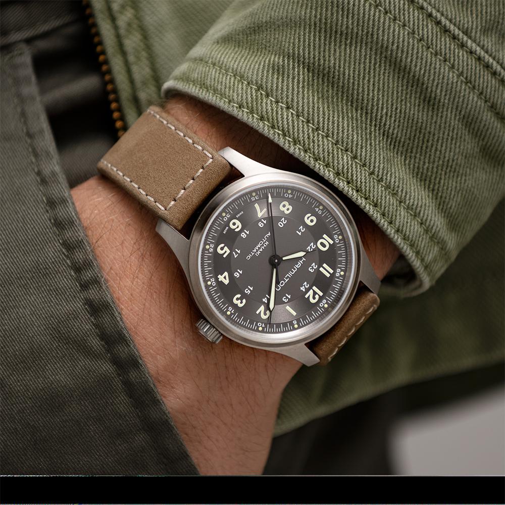 Hamilton H70545550 Khaki Field Titanium Automatic 42mm Brown Calf Leather Strap Men's Watch