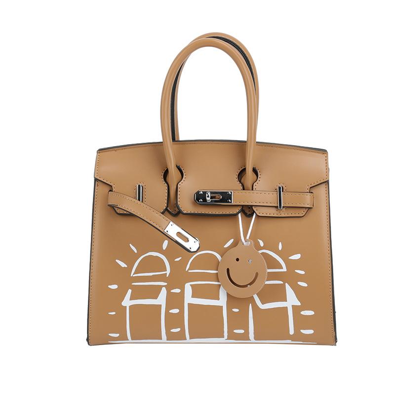 New High-end Contrasting Smiley Face Platinum Bag Portable Shoulder Oblique Span Women's Bag