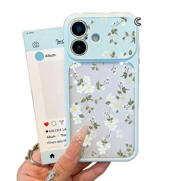 Full Screen Green Leaves and White Flowers Are Suitable for Apple 11/11Pro Skin Feeling Acrylic Mobile Phone Case IP11/11/11 Fresh 11