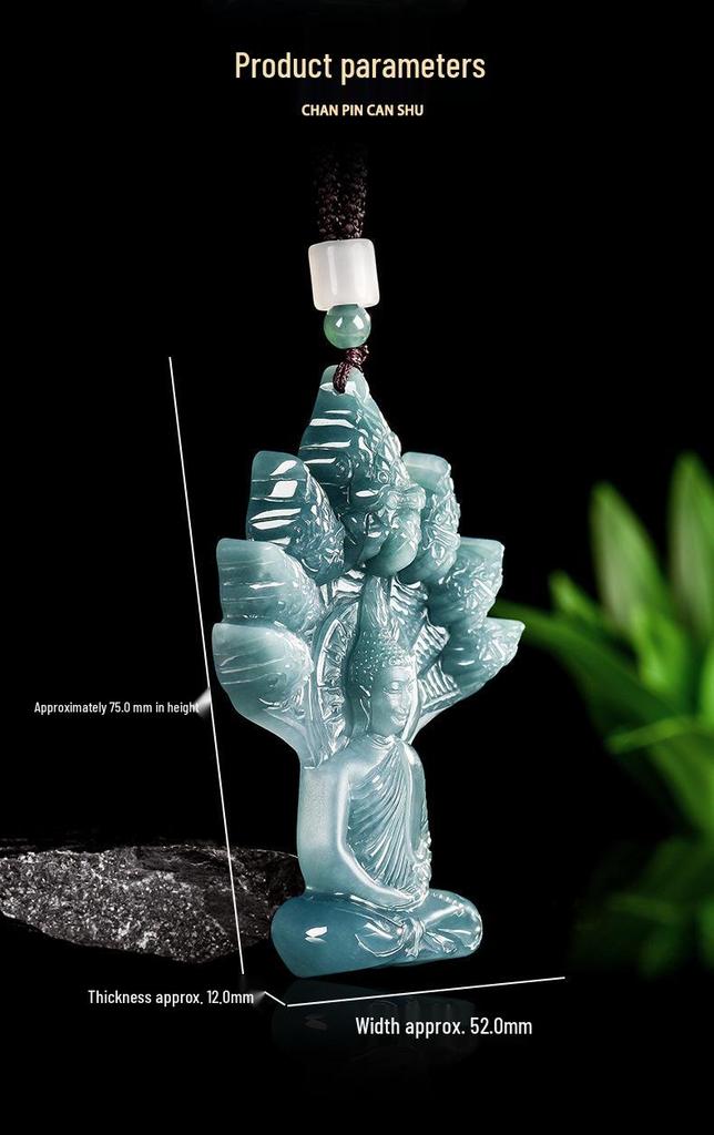 Přívěsek Naga Buddha z přírodního nefritu třídy A - Modrá voda - Unisex nefritový přívěsek