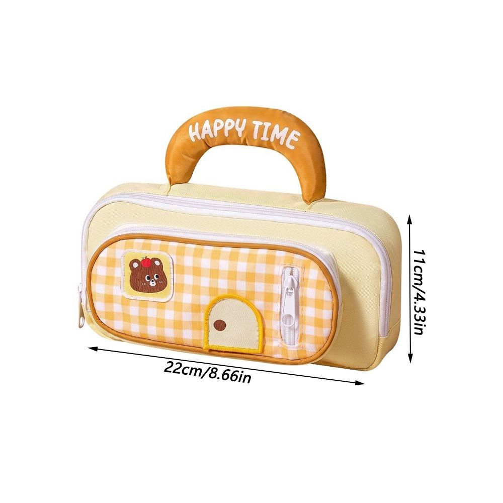 Cartoon Animal Pencil Case Plaid Stationery Bag New Pen Case School