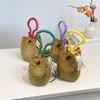 Handmade Straw Woven Basket Bag for Women Trendy Summer Beach Handbag Fashionable Travel Shoulder Bag