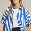 Polo Ralph Lauren Ss24 Striped Logo Embroidered Loose Fit Short Sleeve Shirt Women Shirts Blue WMPOSHTNDO20511-400