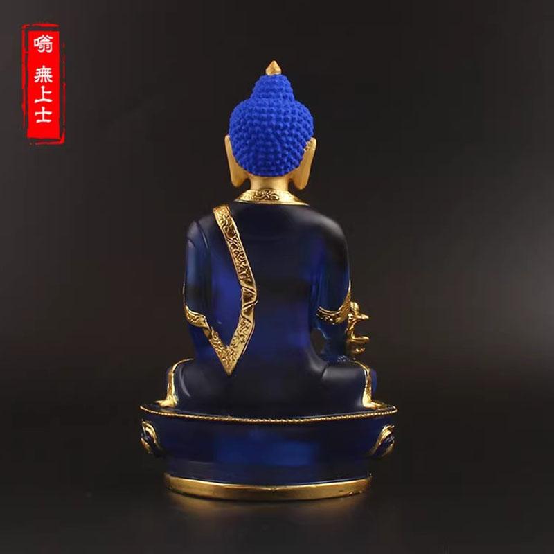Blue Color Resin Medicine/Pharmacist Rulai Buddha Statue,Tibetan Keep Safe Suppliers Home Putting Decorations Figurines 20cm