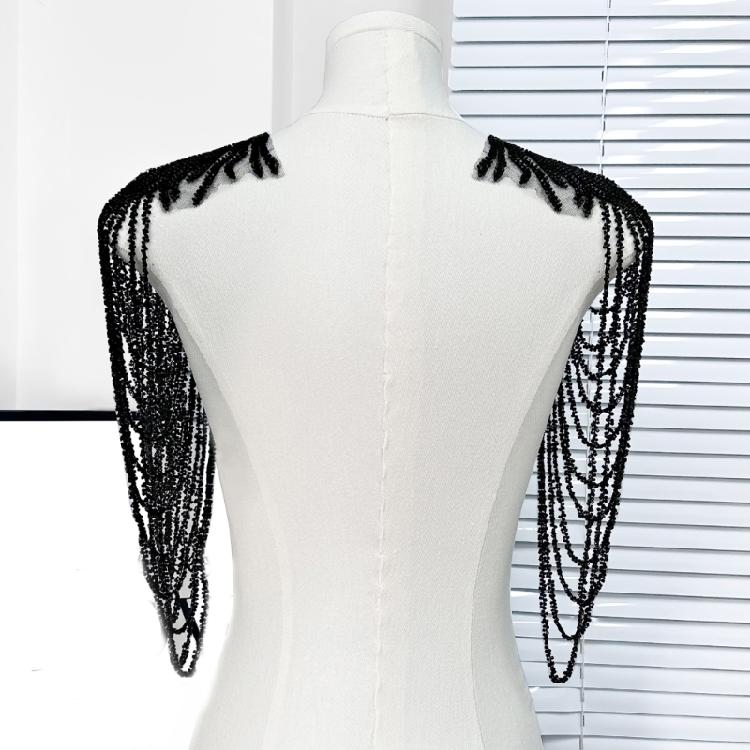 Pair Of Sequins Fringe Shoulder Patches For Party Attire Comfortable Long Wear Decorative Accent