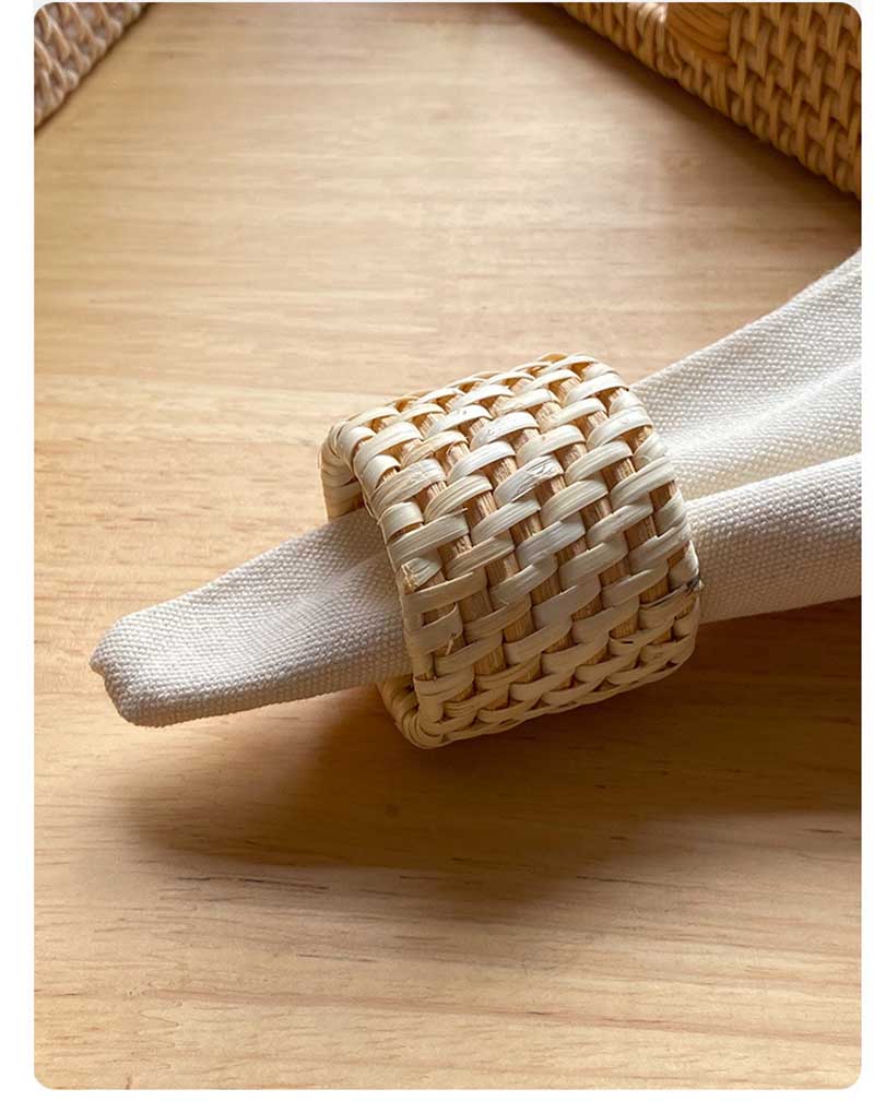 Handgefertigter gewebter Serviettenring Gewebt Rustikal Natürlich Serviettenhalter Holz Rattan Serviettenring Restaurant Zuhause Party Tischdekoration