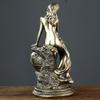Nordic Goddess Statue Retro Imitation Copper Figure Resin Sculpture Home Aesthetic Decoration Bookshelf Desktop Art Ornaments