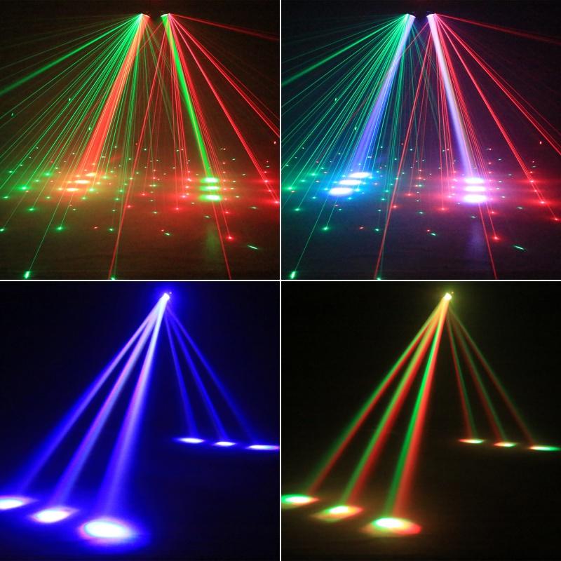 100W RGBW Double Head Moving Head Beam Rotating Light Remote Control RG Laser Stage Strobe Light DMX512  Disco Party Bar