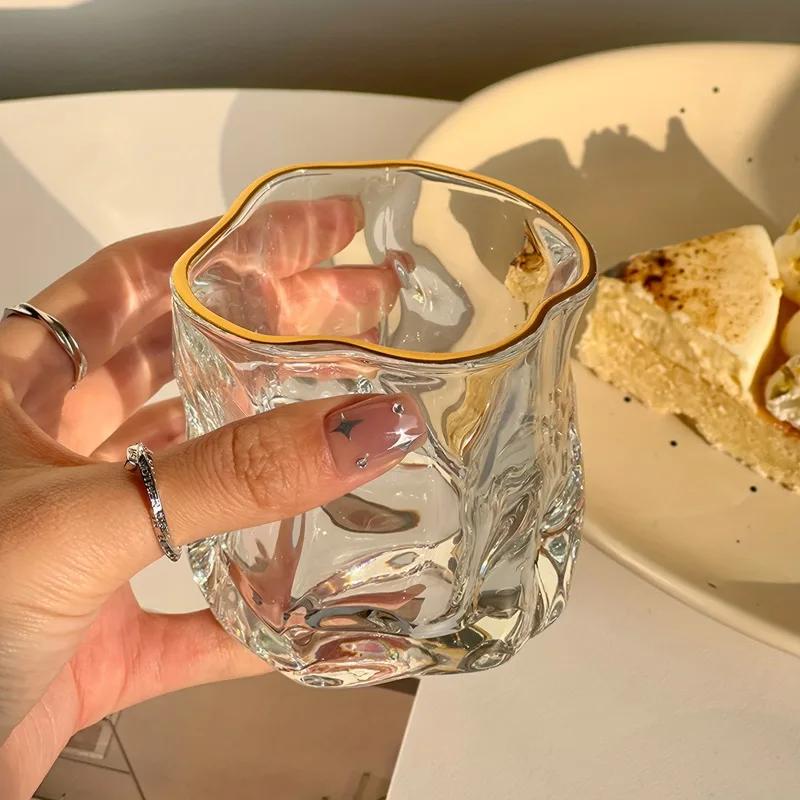Unique Whisky Glass Irregular Transparent Glass Wine Cup Drinking Glasses for Home Summer Beverage Cup Kitchenware