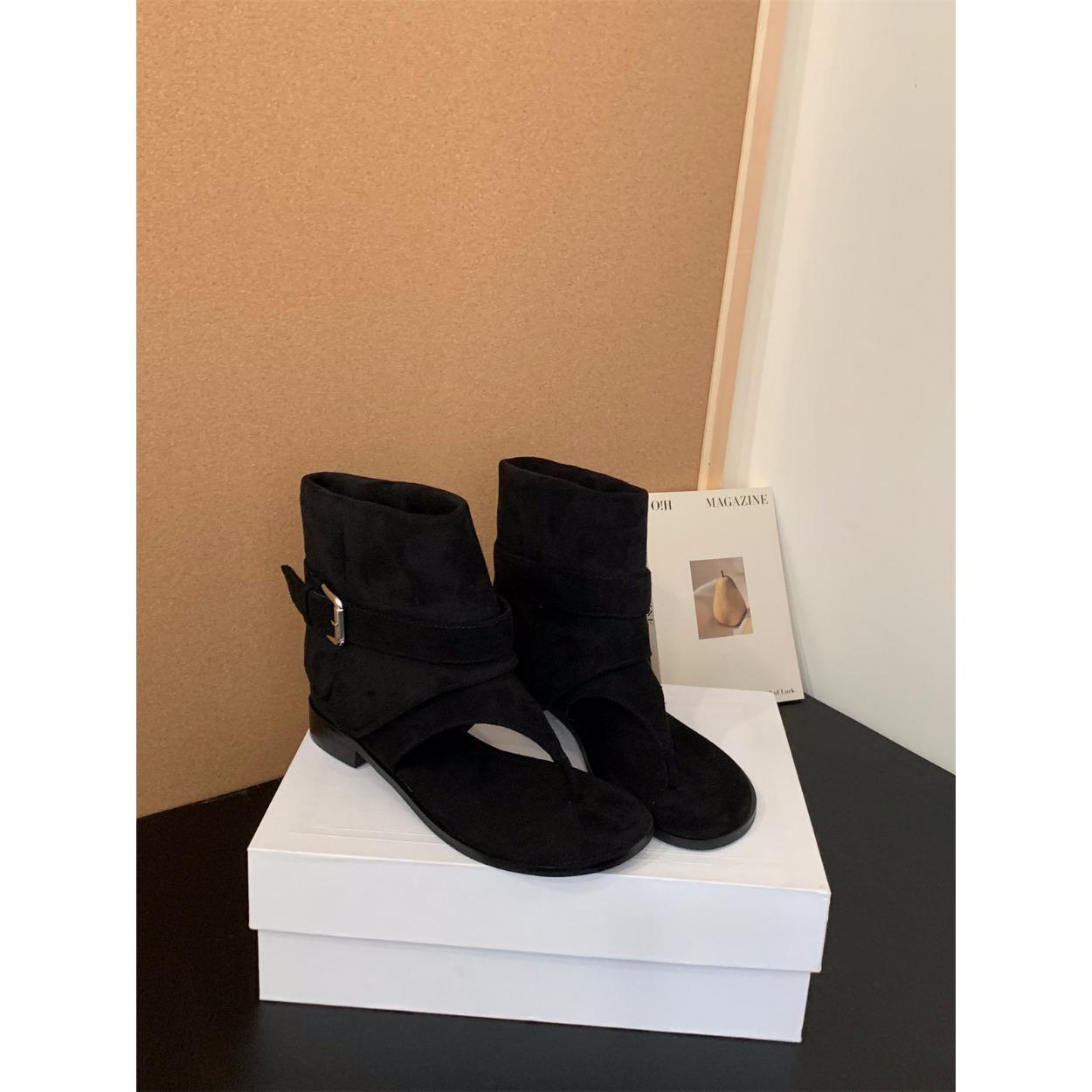 

Грубый каблук хаки носок крутые ботинки короткие ботинки женские ботинки новые летние с юбкой ковбойские ботинки летние сандалии 35 чёрный