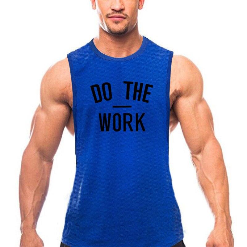 Do The Work  Summer Mens Bodybuilding Fitness Workout Gym Sports Mesh Quick-drying Breathable Muscle Guys O-neck Printed Tank Top