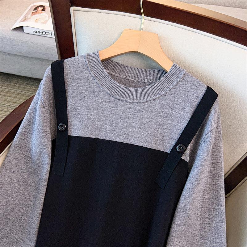 Plus Size Women's Loose Long Sweater Dress, Bust 150/160 cm, Fits 200-350 lbs, Style 8029