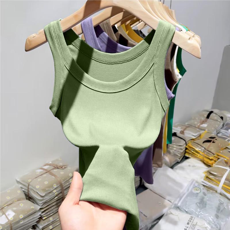 Damen Sommer Modal Geripptes Trägertop mit integriertem BH