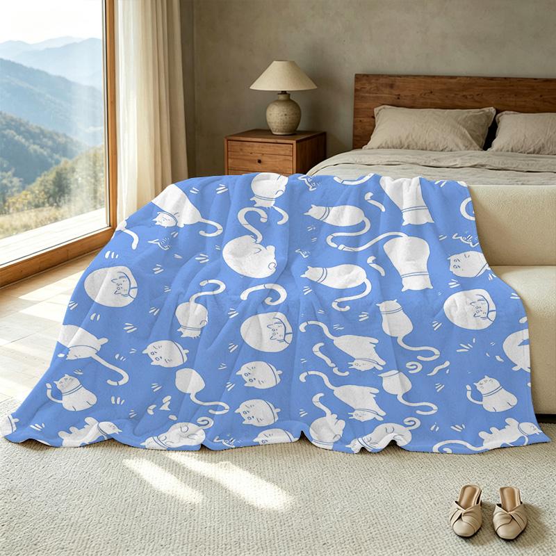 Cat Series Flannel Throw Blanket - No Lint, Soft & Cozy, Warm for Home, Holiday (Christmas & Halloween) & TV Viewing, Gentle on Skin