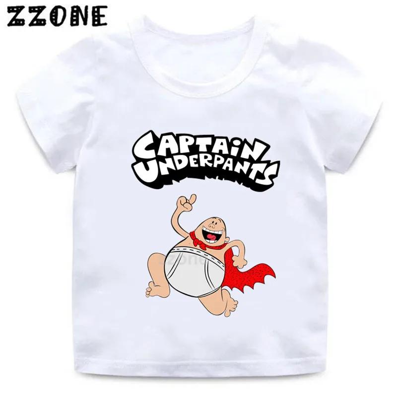Boys and Girls Captain Underpants Cartoon Print T shirt Kids Funny Casual Clothes Baby Tops Children Summer Short Sleeve Tshirt