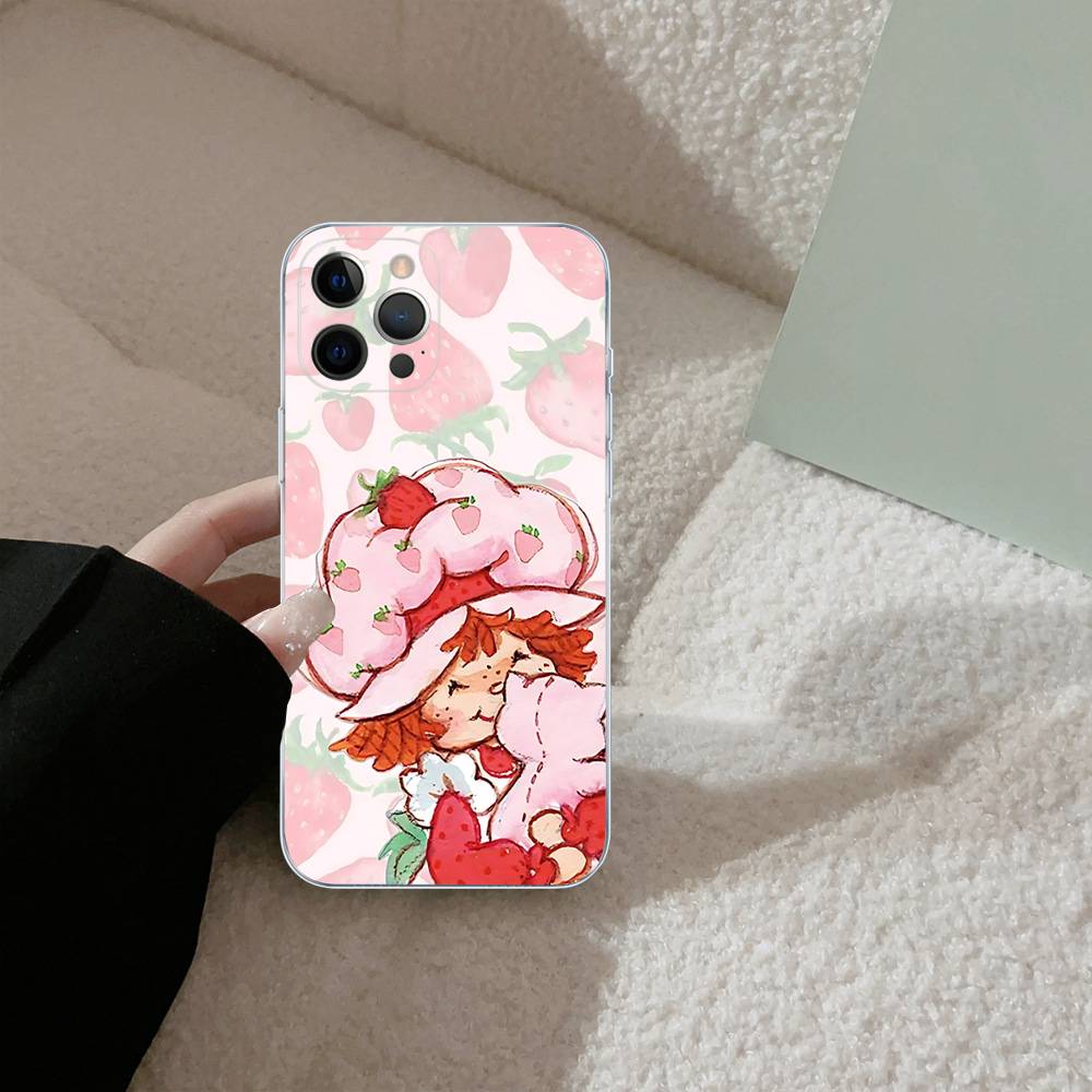 

S-Девушка с клубничным тортом Для IPhone 17 16 15 14 13 12 11 Pro Max Plus Мягкий ТПУ Силиконовый Задний Чехол Прозрачный Чехол iPhone 14 plus