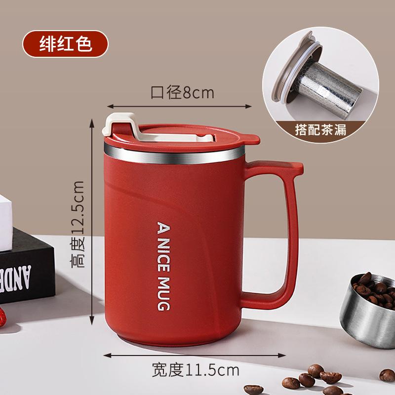 

450ML Stainless Steel Insulated Coffee Mug with Detachable Tea Strainer, Leak-Proof Lid, and Handle - Double-Walled Thermal Cup 450ml