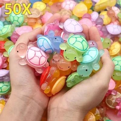 20/100 Pcs Cute Mini Luminous Turtle Ornaments Glowing In The Dark Miniatures Turtle Micro Landscape Kids Toys Home Decor Gift