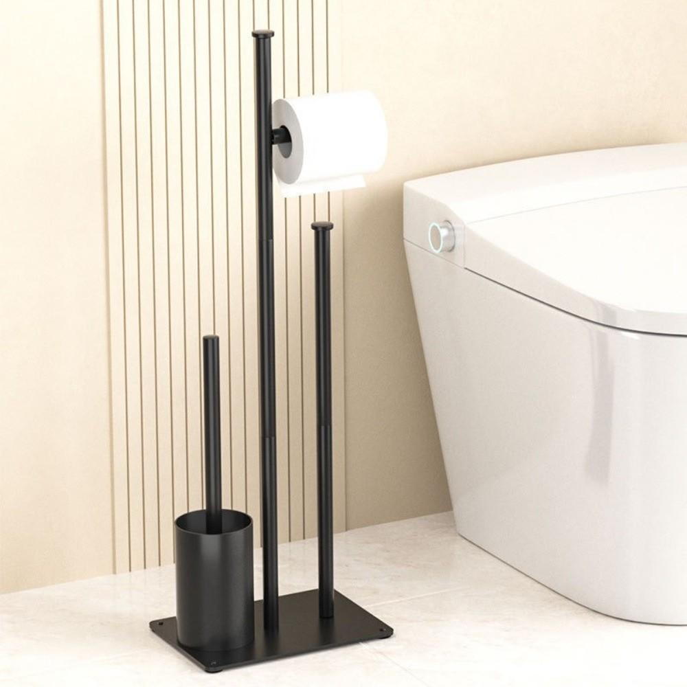 Avec Plateau Porte-rouleau de Papier Toilette sur Pied Support Brosse de Toilette Amovible Rangement Maison