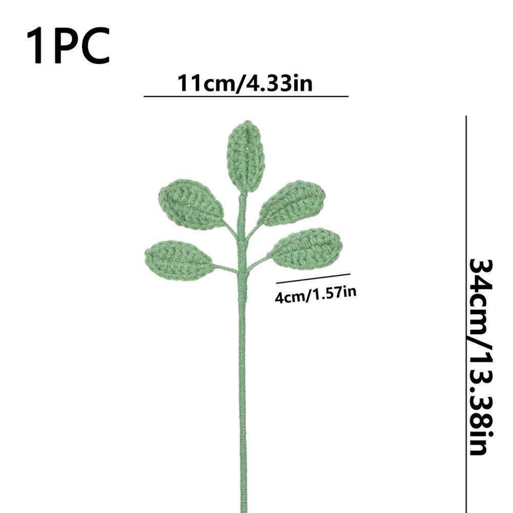 

1/5pcs Artificial Handmade crochet woollen green leaf Wedding Bridal Bouquet Diy Gift box Festival Christmas Home Outdoor garden 1pc