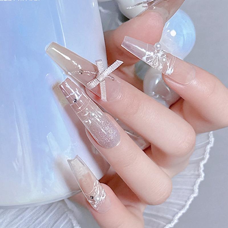 10Pcs 3D Lace Bow Ballet Shoes Nail Parts Nail Charm Ribbon Ornaments Bowknot Diy Nail Art Decoration Accessories Manicure Salon