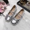 French single shoes women's skirt summer with 2025 new ballet silver flats Mary Jane small leather shoes evening shoes
