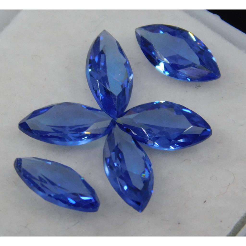 Ring Size 6 PCS, Blue Sapphire CERTIFIED Natural Marquise Cut Loose Gemstone Lot