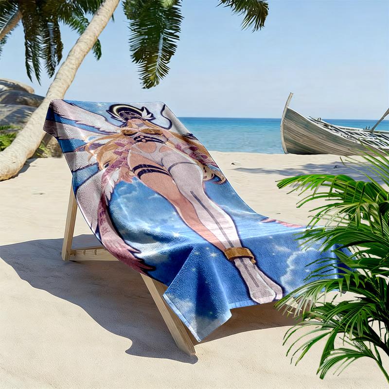 Angewomon Print Beach Towel, Large Soft Quick Dry Towel for Beach Camping Swimming