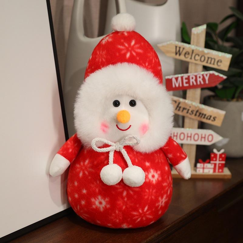 Cute Christmas Decoration Doll White Snowman Doll Plush Toy Small Children's Rag Doll Christmas Gift