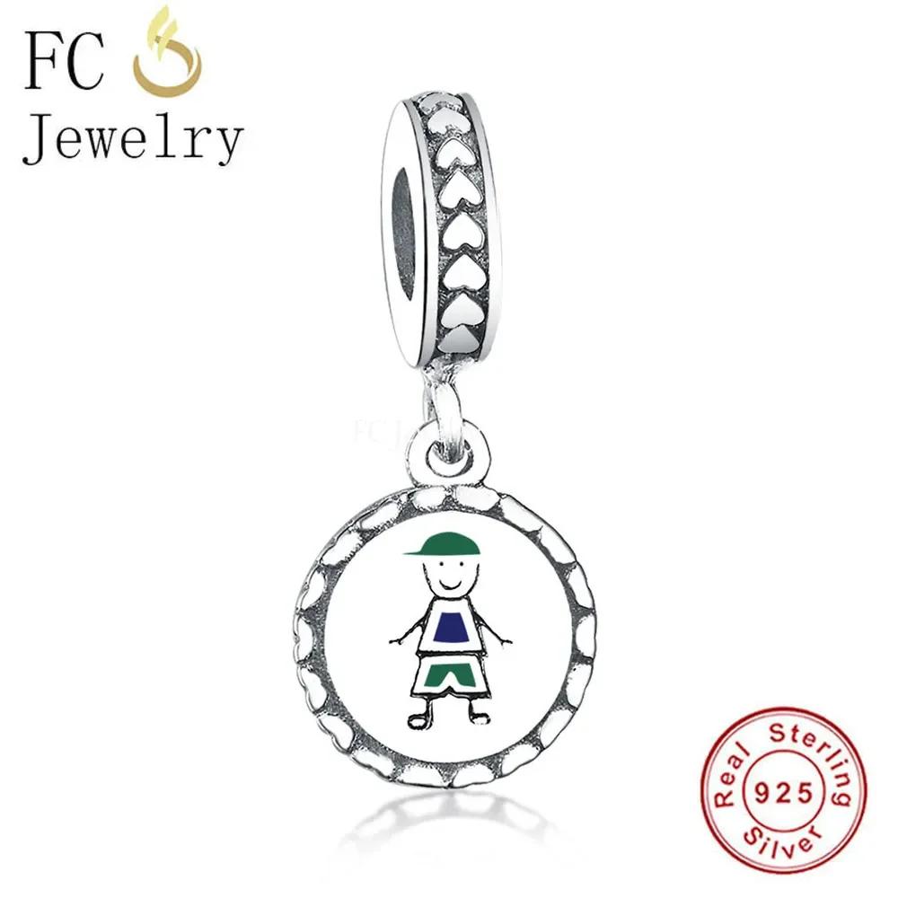 FC Jewelry Fit Original Pan Charms Bracelet Authentic 925 Silver Little Boy Girl Son Daughter Bead Pendant For Women Berloque