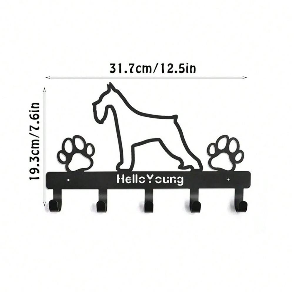 Black Wrought Iron Dog Shaped Key Towel Rack Wall Organizer Kitchen Home Storage