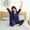 Large Size Home Suits Women Spring Autumn Loose Long-sleeved Pajamas Two-piece Set Nine-point Wide Leg Pants Pijama Sleepwear Femme