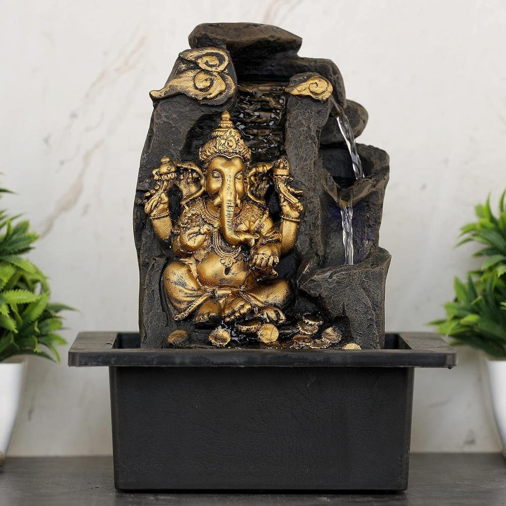 Polyresin Table Top Indoor Outdoor Water Fall Fountain with LED Lights Home Decor Decoration Gift Gifting Items