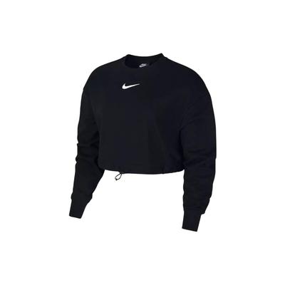 Solid Color Logo Print Drawstring Cropped Long Sleeve Sweatshirt Women Tops Black CJ3767-010