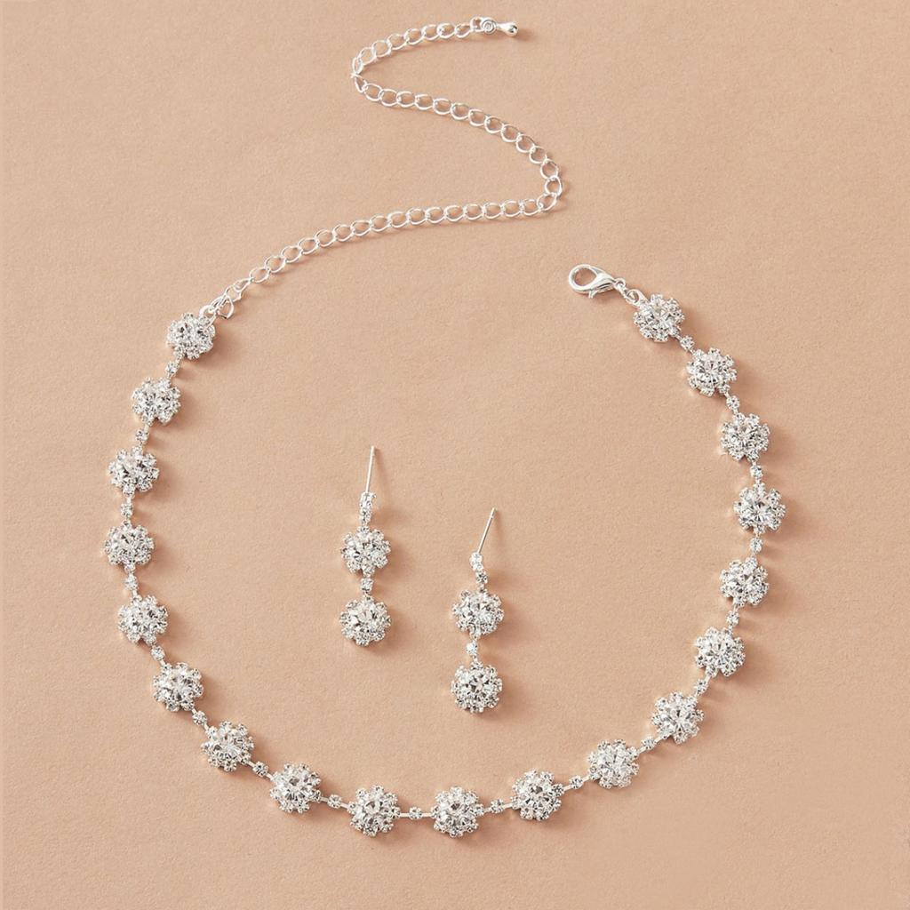 4-piece Women's Claw Chain Series Sunflower Earrings Necklace Bracelet Zircon Set Wedding Banquet Party Accessories