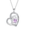 Heart-shaped Life Tree Necklace - Engraved Birthstone Pendant on Luxury Clavicle Chain for Women.