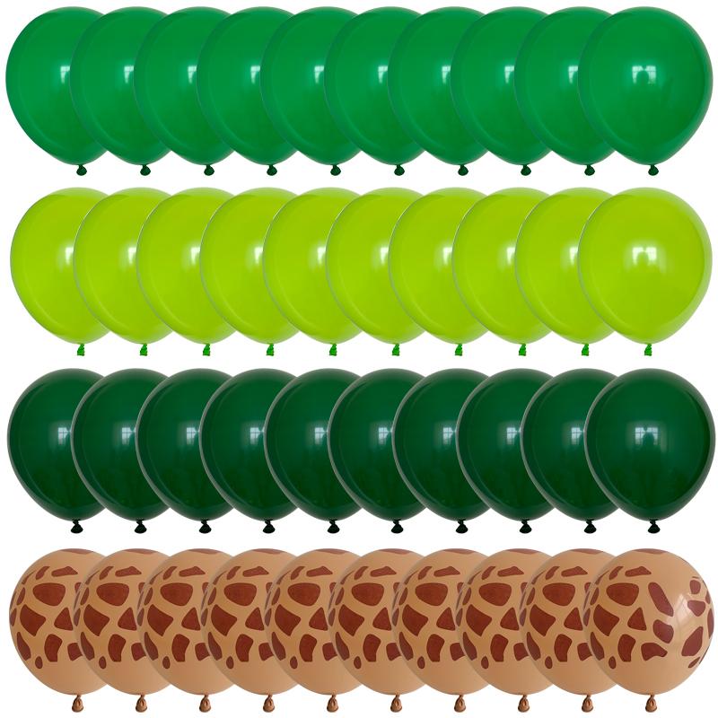 40pcs Green Balloons Set Metallic Confetti Balloon Jungle Safari Animal Birthday Party Decorations Kids Boy Baby Shower