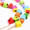 Montessori Wooden Toys Stacks Blocks Puzzle Game Colorful Beaded Fruit Color Shape Matching Early Educational Toys Gift for Kids
