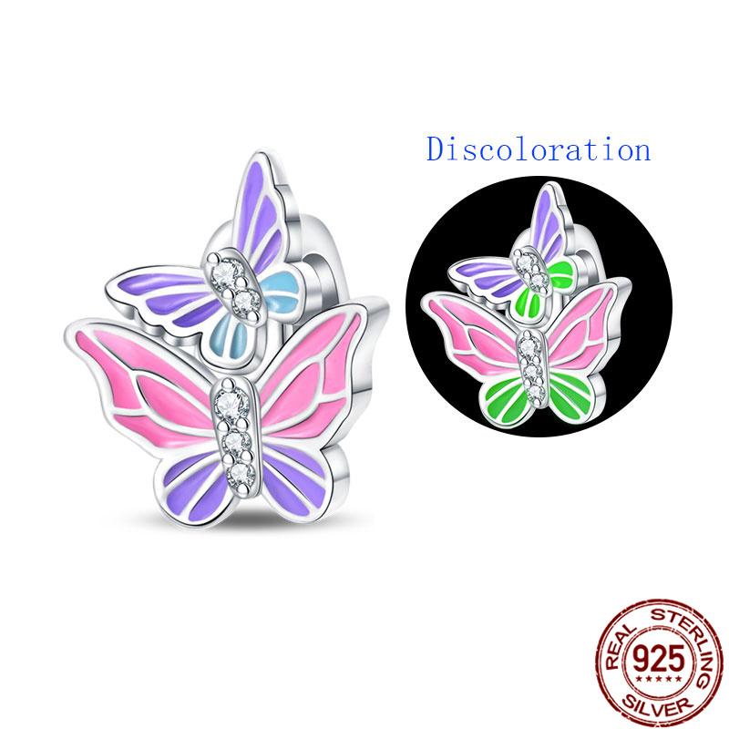 Fit Charms Fororiginal Bracelets 100%Copper Luminous Butterfly Series Beads Diy Jewelry Making For Women Gift