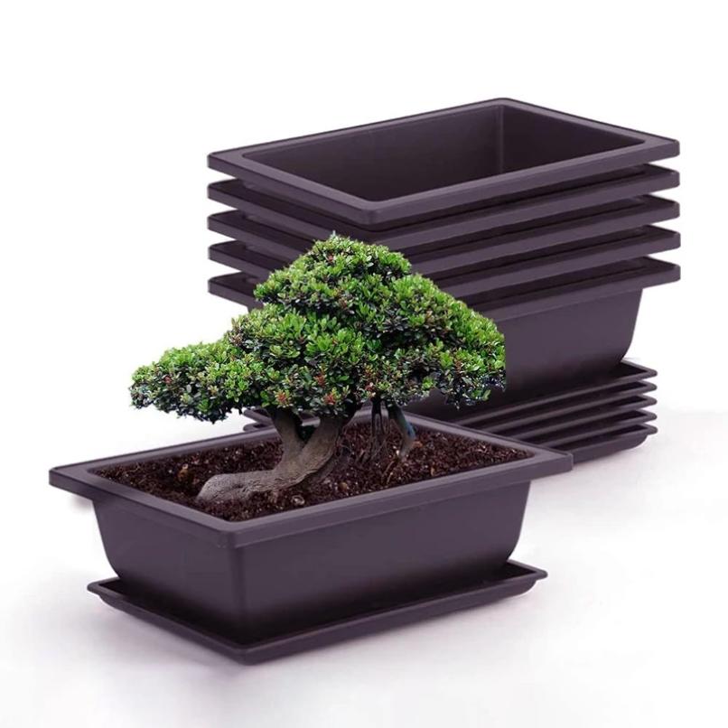 Macetas Rectangulares de Plástico para Plantas de Bonsái Cuadradas para Flores Balcón Jardín Patio Paisajismo Bandejas para Macetas de Bonsái Decoración del Hogar