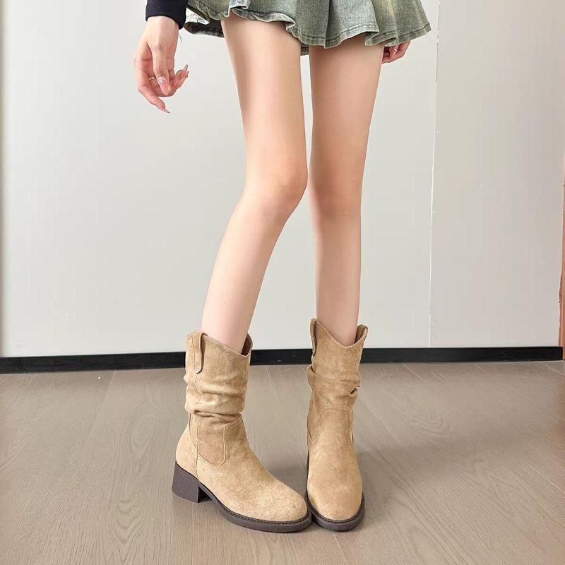 Pretty Feifei Pile Boots Women's Summer New Merad Western Cowboy Short Boots Medium Boots Martin Boots